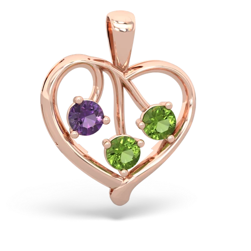 amethyst-peridot love heart pendant