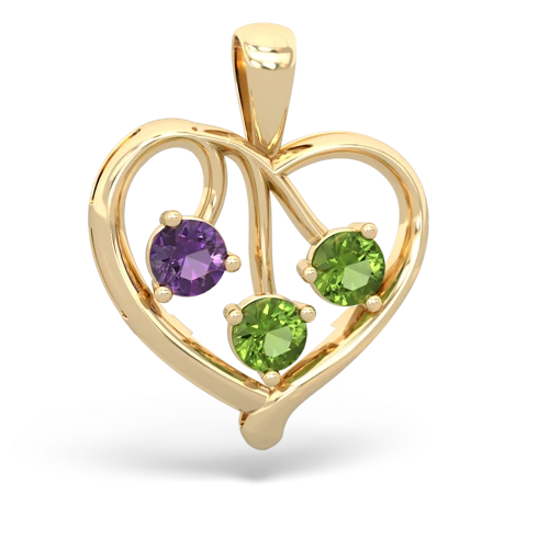 amethyst-peridot love heart pendant