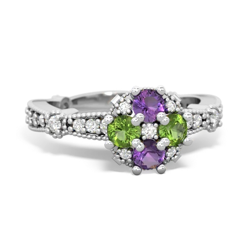 amethyst-peridot art deco engagement ring