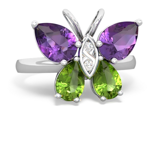 amethyst-peridot butterfly ring