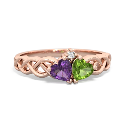 amethyst-peridot celtic braid ring