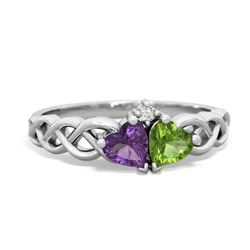 amethyst-peridot celtic braid ring