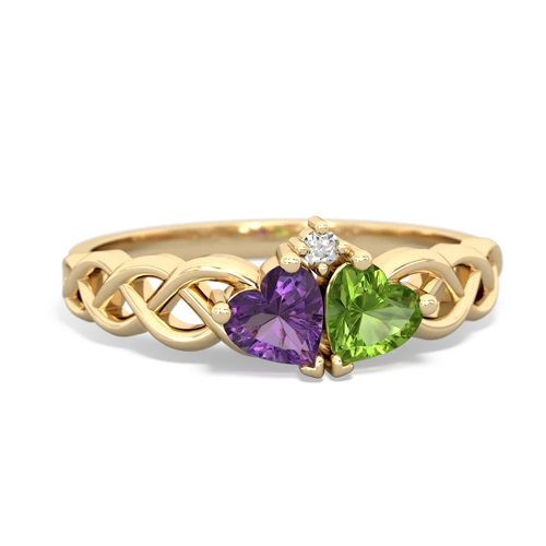 amethyst-peridot celtic braid ring