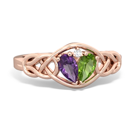 amethyst-peridot celtic knot ring