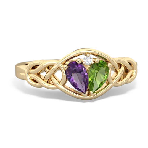 amethyst-peridot celtic knot ring