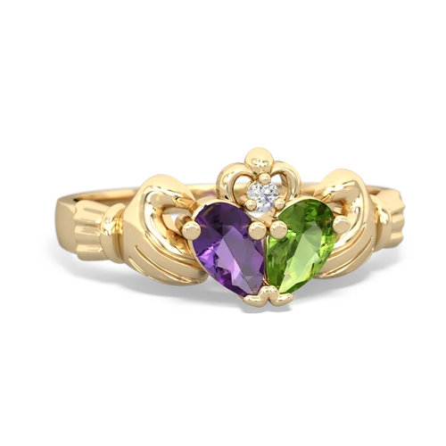 amethyst-peridot claddagh ring