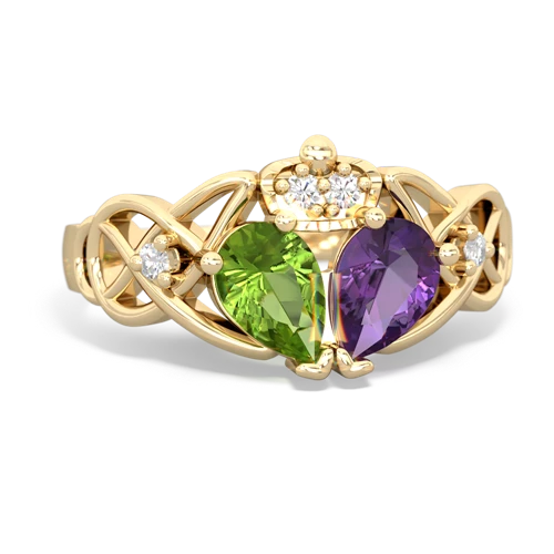 amethyst-peridot claddagh ring