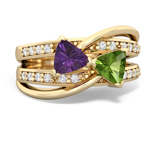 Amethyst Genuine Amethyst with Genuine Peridot Bowtie ring Ring