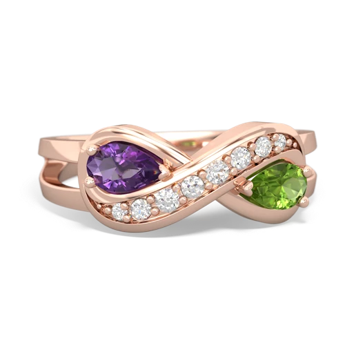 amethyst-peridot diamond infinity ring