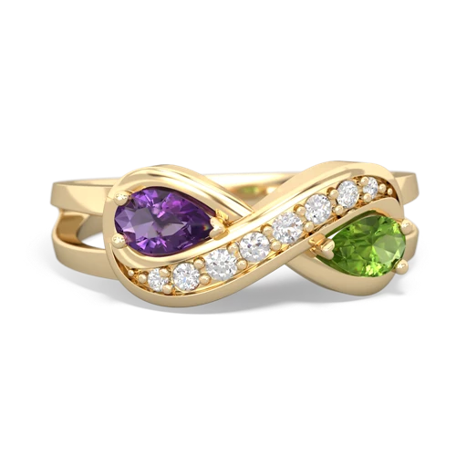 amethyst-peridot diamond infinity ring