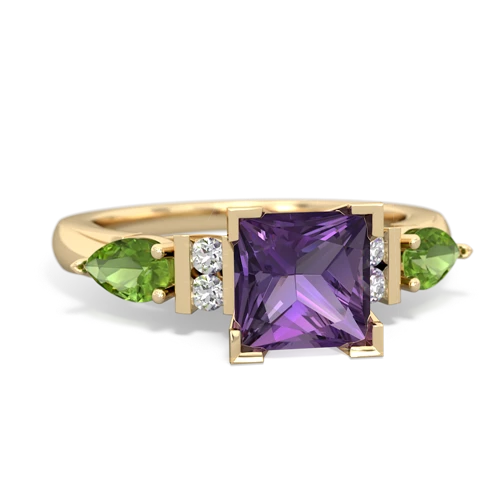 Amethyst Genuine Amethyst with Genuine Peridot and Genuine Swiss Blue Topaz Engagement ring Ring
