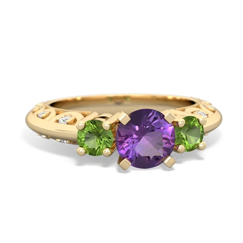 Amethyst Genuine Amethyst with Genuine Peridot Art Deco ring Ring