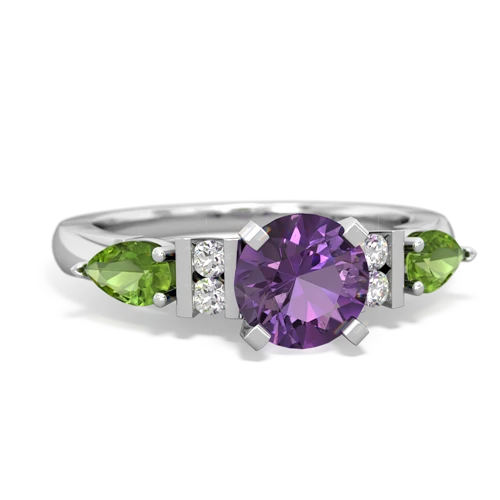 Amethyst Genuine Amethyst with Genuine Peridot and  Engagement ring Ring