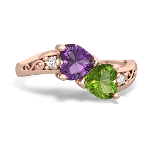 amethyst-peridot filligree ring