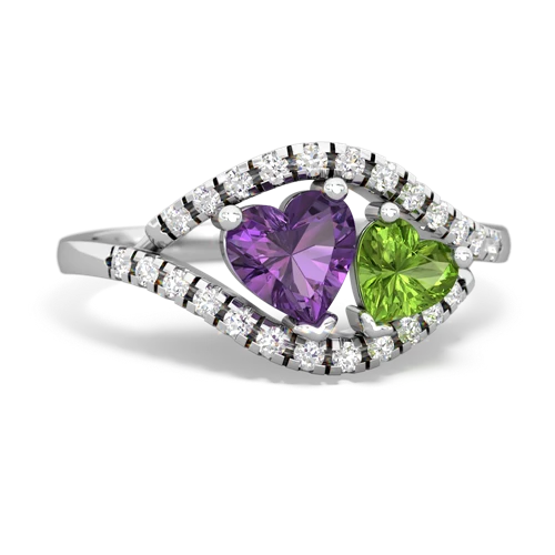 Amethyst Genuine Amethyst with Genuine Peridot Mother and Child ring Ring