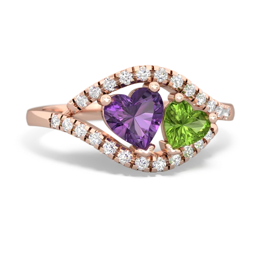 amethyst-peridot mother child ring