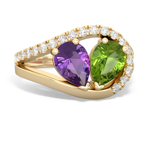 amethyst-peridot pave heart ring