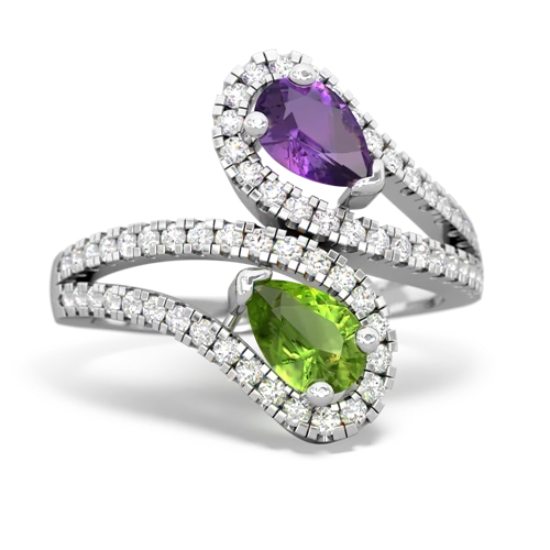 amethyst-peridot pave swirls ring