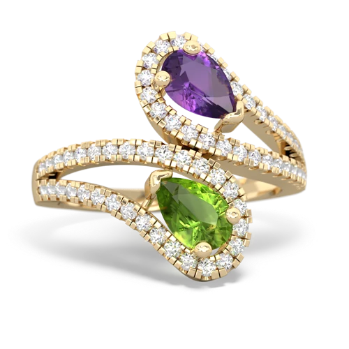 amethyst-peridot pave swirls ring