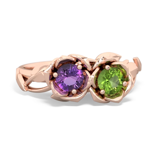 Amethyst Genuine Amethyst with Genuine Peridot Rose Garden ring Ring