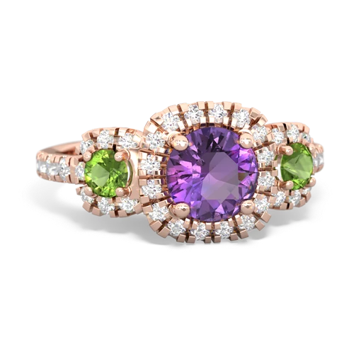 amethyst-peridot three stone regal ring