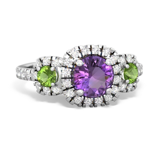 amethyst-peridot three stone regal ring