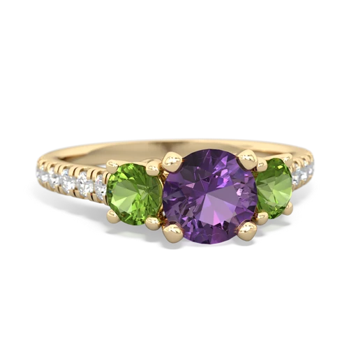 Amethyst Genuine Amethyst with Genuine Peridot and  Pave Trellis ring Ring