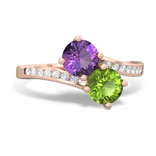 Amethyst Genuine Amethyst with Genuine Peridot Keepsake Two Stone ring Ring