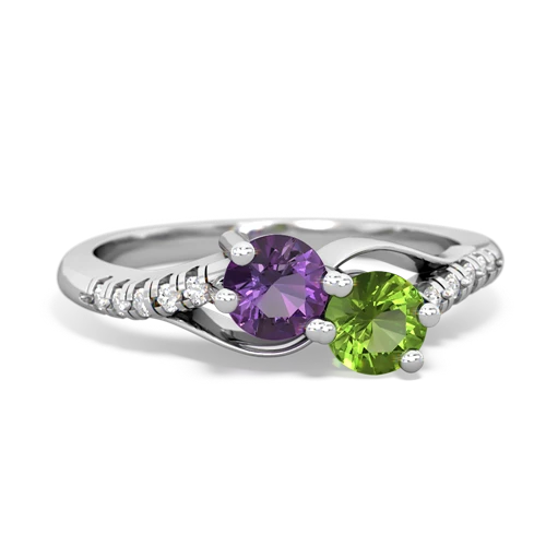 amethyst-peridot two stone infinity ring