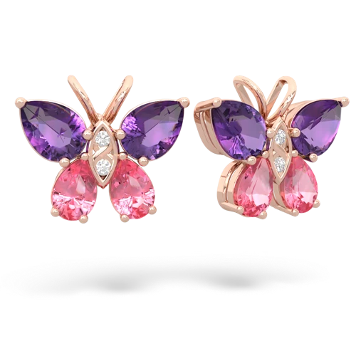 amethyst-pink sapphire butterfly earrings