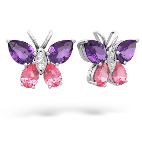 amethyst-pink sapphire butterfly earrings