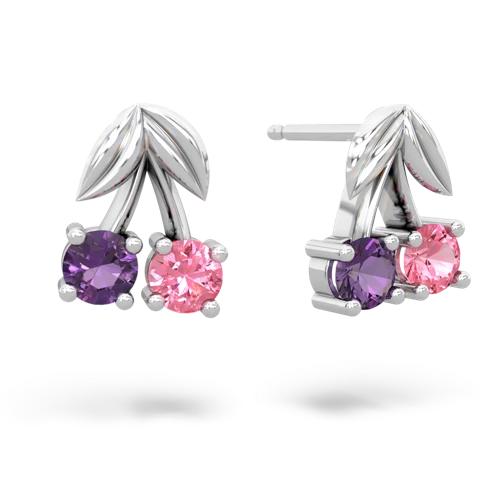 amethyst-pink sapphire cherries earrings