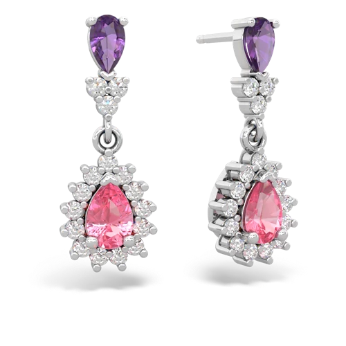 amethyst-pink sapphire dangle earrings