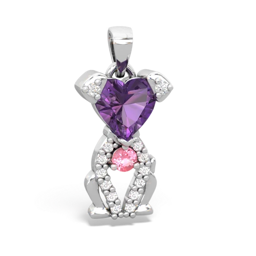 amethyst-pink sapphire birthstone puppy pendant