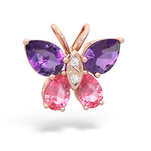 amethyst-pink sapphire butterfly pendant