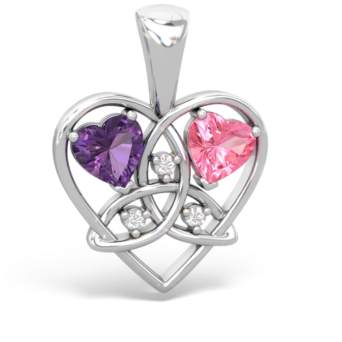 amethyst-pink sapphire celtic heart pendant