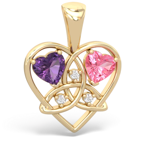 amethyst-pink sapphire celtic heart pendant