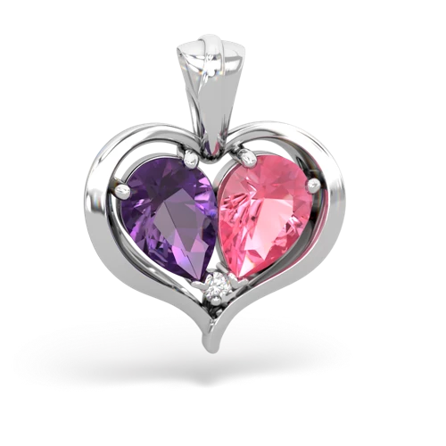 amethyst-pink sapphire half heart whole pendant