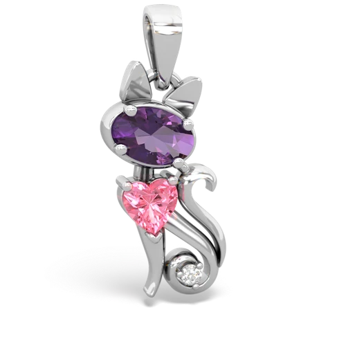 amethyst-pink sapphire kitten pendant