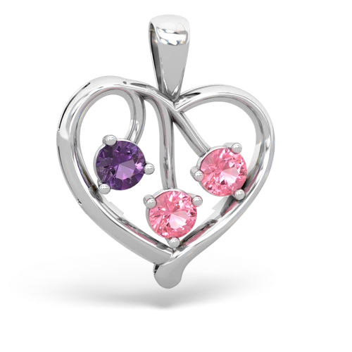 Amethyst Genuine Amethyst with Lab Created Pink Sapphire and Genuine Black Onyx Glowing Heart pendant Pendant