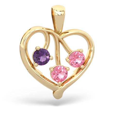 amethyst-pink sapphire love heart pendant