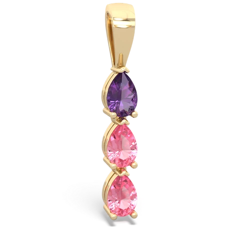 Genuine Amethyst with Lab Created Pink Sapphire and Lab Created Emerald Three Stone pendant