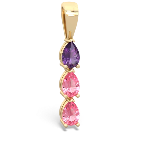 amethyst-pink sapphire three stone pendant