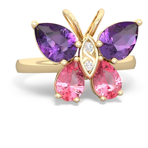 amethyst-pink sapphire butterfly ring