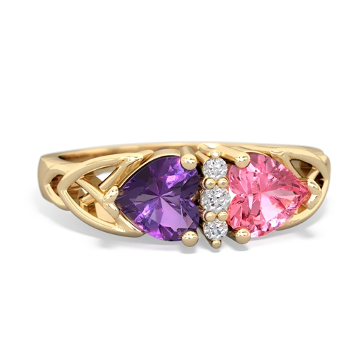 amethyst-pink sapphire celtic ring