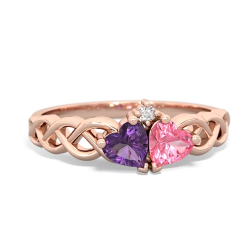 amethyst-pink sapphire celtic braid ring