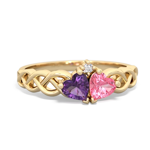 amethyst-pink sapphire celtic braid ring