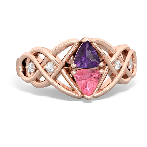 amethyst-pink sapphire celtic knot ring