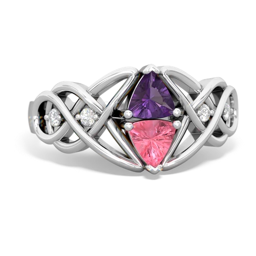 amethyst-pink sapphire celtic knot ring