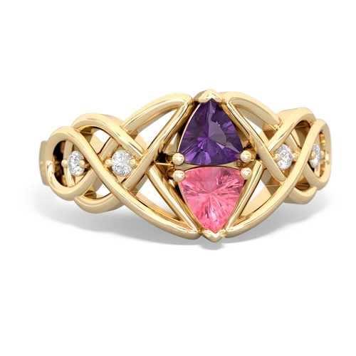 amethyst-pink sapphire celtic knot ring